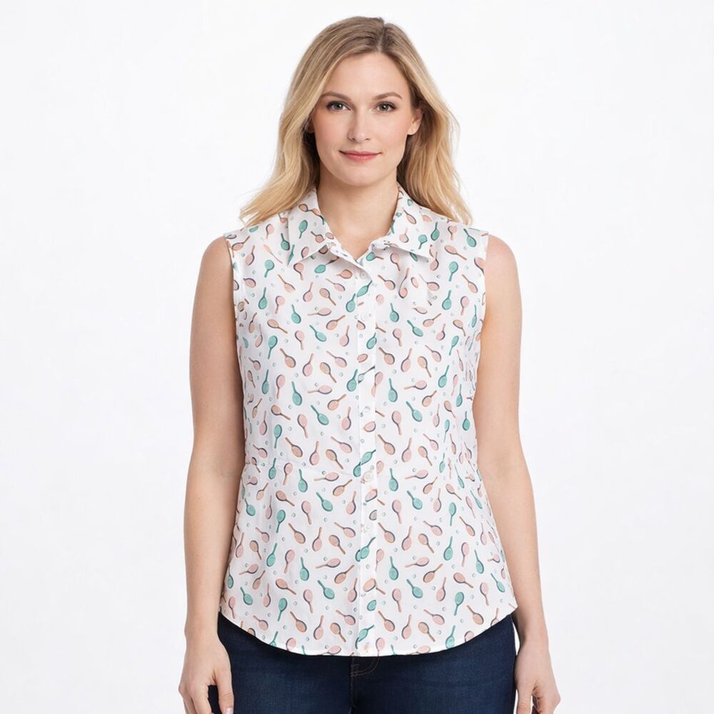 Lands End Top Size 12 Sleeveless No Iron Supima NWOT *